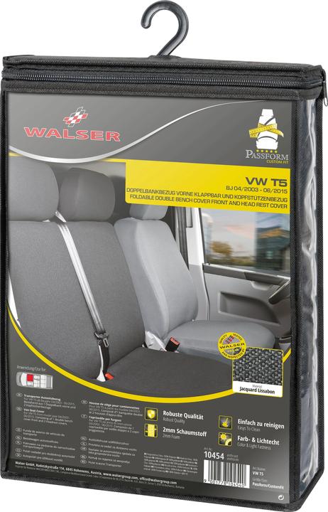 Produktbild Walser Sitzbezüge für VW T5 Doppelbank vorne aus strapazierfähigem Polyester umlegbar ab BJ 09/2009 heute