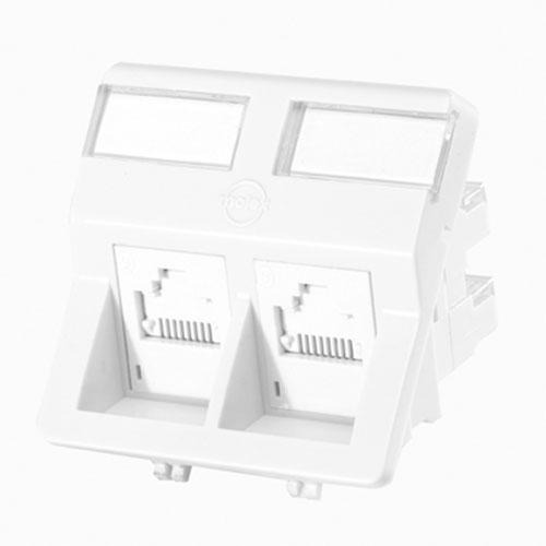 Actual product image Molex DIN 49075 DG+ Angled Module, 2xRJ45, 568A/B, UTP, PowerCat 6, White