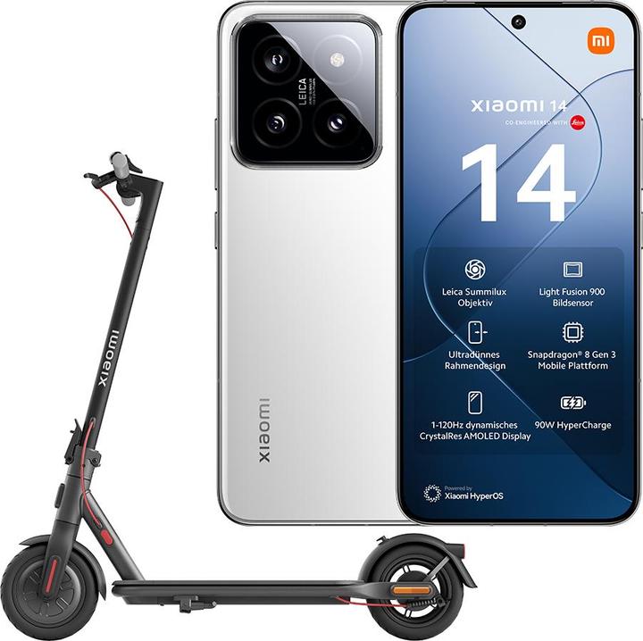 Actual product image Xiaomi 14 with Electric Scooter 4 Lite (512 GB, White, 6.36", Dual SIM, 50 Mpx, 5G)