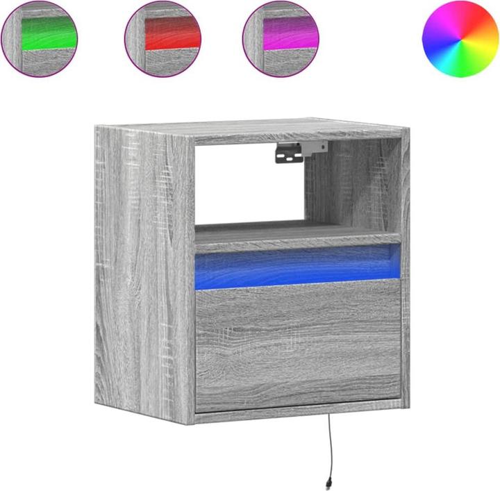 Produktbild VidaXL TV Schrank Wandschrank Lowboard Hängend mit LED-Beleuchtung Grau Sonoma