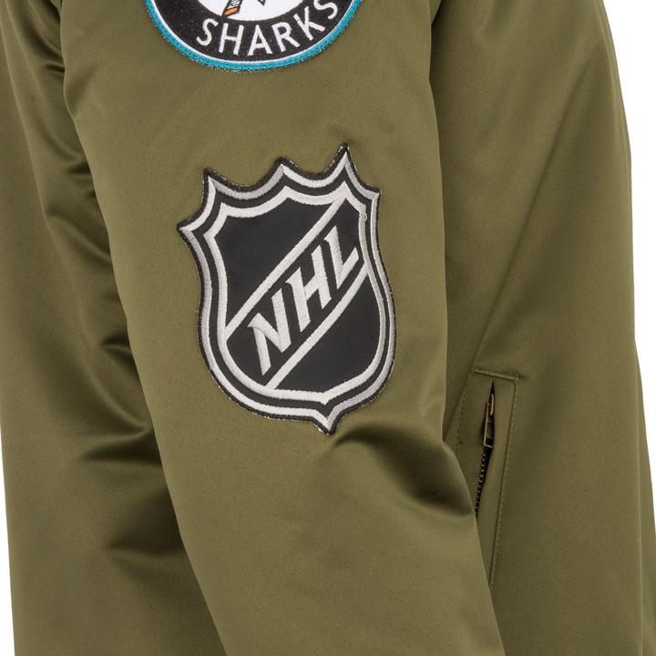 Immagine prodotto Mitchell & Ness M&N Satin Bomber Veste - PATCHES San Jose Sharks (L)