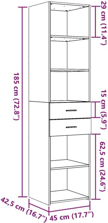 Actual product image VidaXL Highboard (45 x 42.5 x 185 cm)