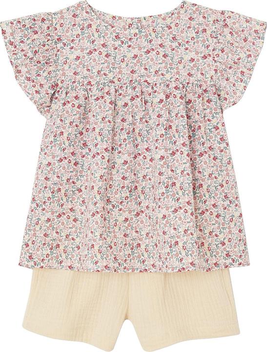Image du produit Vertbaudet Ensemble pour fille : chemisier à fleurs & short en mousseline (158)