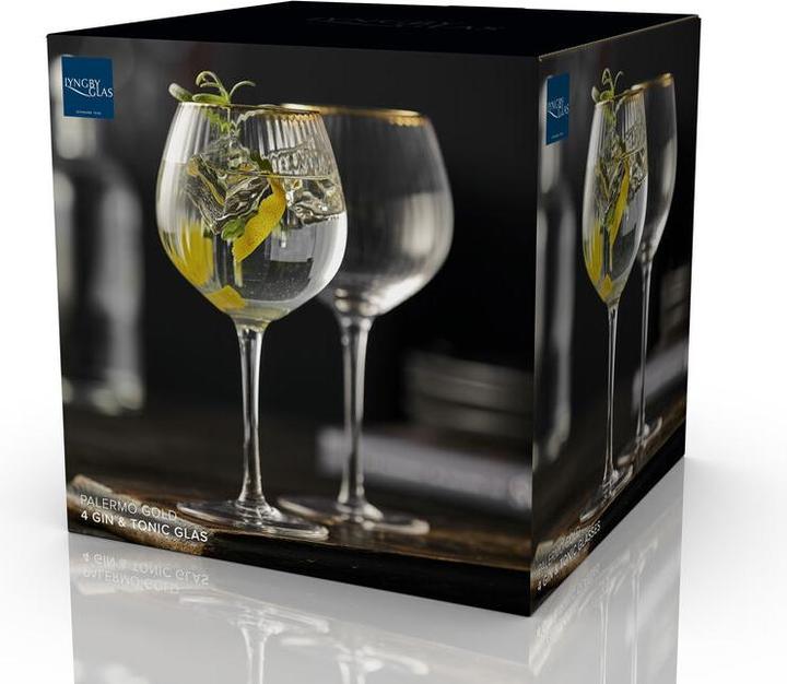 Image du produit Lyngby 65 cl - Verre - Transparent/guldkant (6.50 dl, 4 x, Verres à gin)