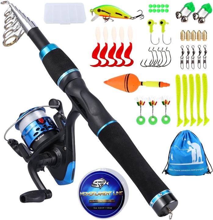 Immagine prodotto Sougayilang Kinder-Teleskop-Angelrute mit Spinnrolle (Set da pesca, Telescopio, 150 cm)