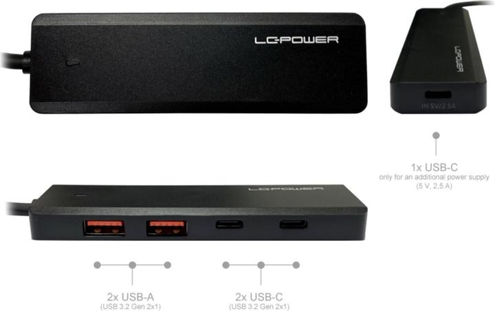 Image du produit LC-Power LC-HUB-U3-4-C 2xUSBA 1XUSB-C Noir détail (USB-C, 4 Ports)