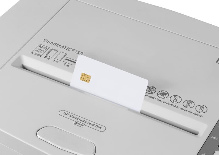 Produktbild Dahle ShredMATIC 150 Aktenvernichter mit Partikelschnitt P-4, 4 x 12 mm, bis 150 Blatt, lichtgrau (Partikelschnitt)