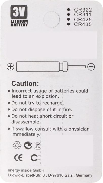 Actual product image AccuCell Spezial-Batterie CR 435 Pin Li (2 pcs., Device specific, 50 mAh)