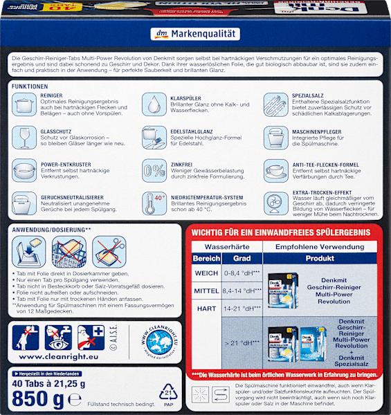 Energie-Label dm Denkmit Multi-Power Revolution (Tabs, 40 Waschgänge)