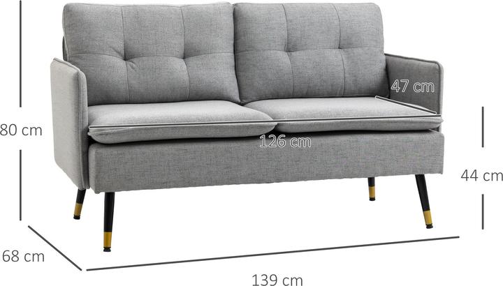 Produktbild Homcom Zweisitzer Sofa mit Rücken- und Sitzkissen (2-Sitzer)