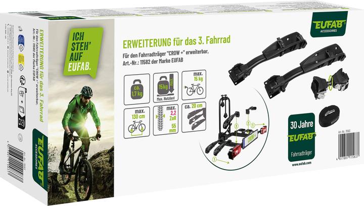 Produktbild Eufab Erweiterung 3. Fahrrad für Fahrradträger CrowPlus (Schwarz)