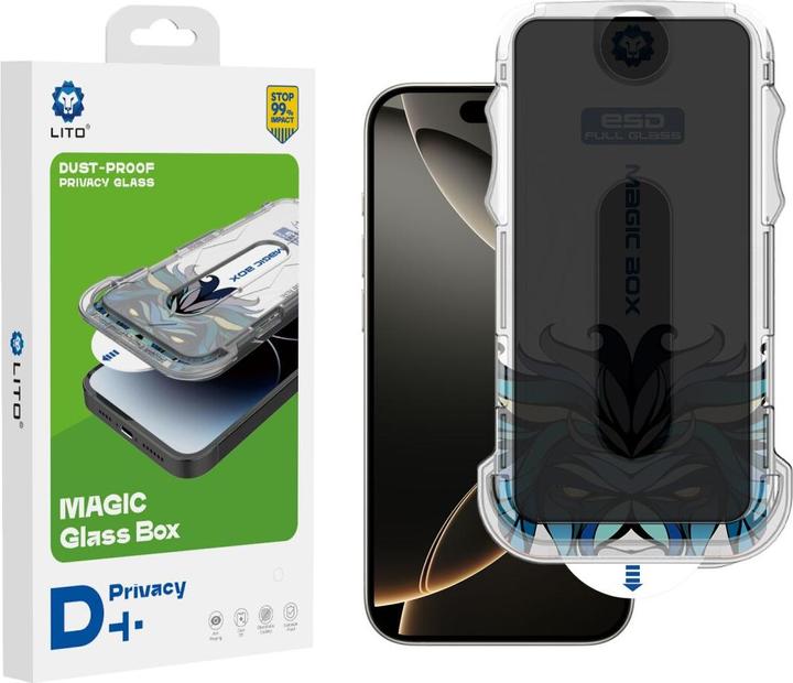 Lito Armoured glass privacy incl. installation tool (1 Piece, Apple iPhone 16 Plus)