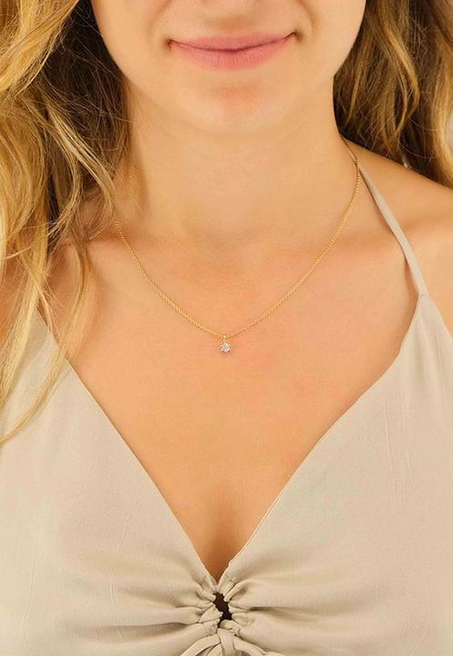Actual product image Muau Solitaire pendant 6-handle setting yellow gold 750 diamond 0.20ct. frame white gold 750, 8x6mm (Yellow gold, White gold, Red gold or silver)