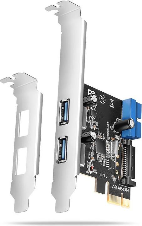 Actual product image Axagon PCEU-232RS expansion card, PCIe 4.0 x1, 4x USB 3.0, 2x internal - black