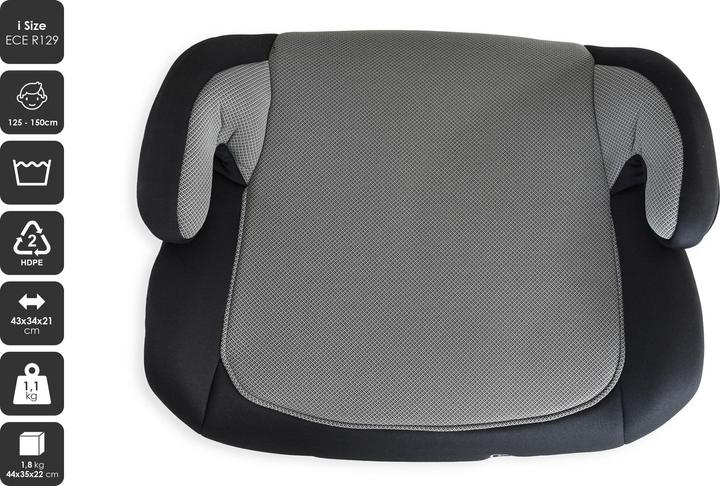 Produktbild BabyGo Booster Isize black melange (Kindersitzerhöhung, ECE R129/i-Size Norm)
