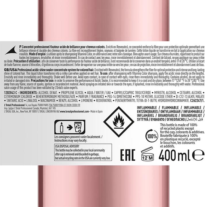 Image du produit L'Oréal Professionnel Série Expert Vitamino Color - Traitement concentré professionnel (400 ml, Shampoing liquide)