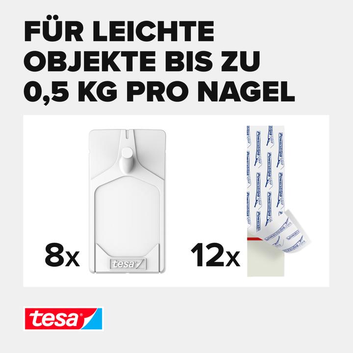 Actual product image tesa Klebenagel für Tapete & Putz, 0,5kg Halteleistung, spurlos ablösbar & wiederverwendbar, 8 Nägel
