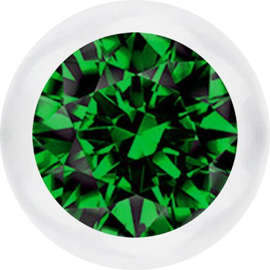 Star Piercing Micro Kugel transparent mit Kristall grün (Bioflex, Chirurgenstahl 316L)
