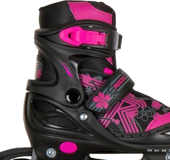 Actual product image Roces Children's inline skates Jockey 3.0 Girl (size: 26.0-29.0 (wheels 64 mm), black/pink) (26, 29)