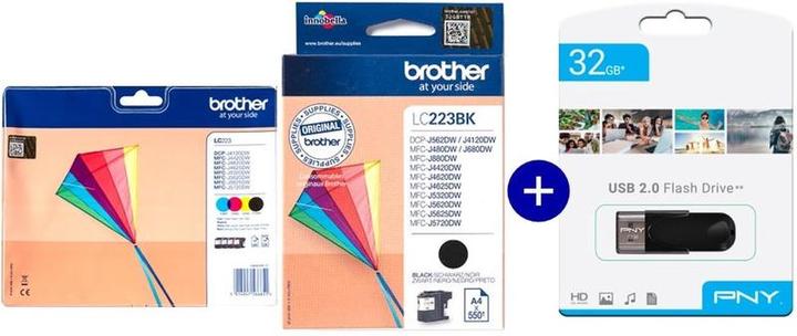 Brother LC223BK & LC223VALBP - Cartouche d'encre - Multicolore & Noir - Clé USB incluse