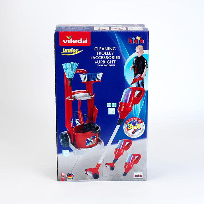 Immagine prodotto Theo Klein 6720 Carrello per le pulizie Vileda con aspirapolvere verticale I Include vari accessori tra cui moc