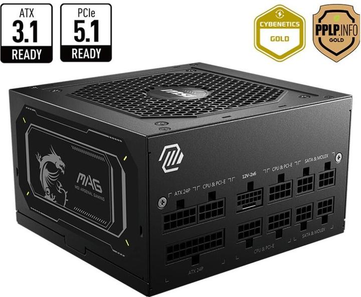 Produktbild MSI MAG A850GL 850W PCIE5 II 80+ Gold Netzgerät (306-7ZP8D11-CE0) (850 W)