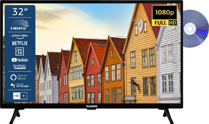 Produktbild Telefunken XF32SN550SD 32 Zoll Fernseher / Smart TV (Full HD, HDR, Triple-Tuner, DVD-Player) - Inkl. (32", LED, Full HD, 2023)