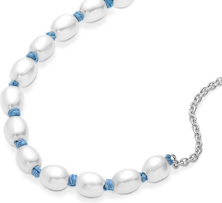 Immagine prodotto Pandora Bracciale in cordoncino blu con perle d'acqua dolce coltivate (20 cm, Argento 925)