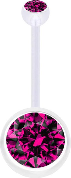 Actual product image Star Piercing Banana Pregnancy transparent with two balls crystal large fuchsia (Bioflex, without brass)