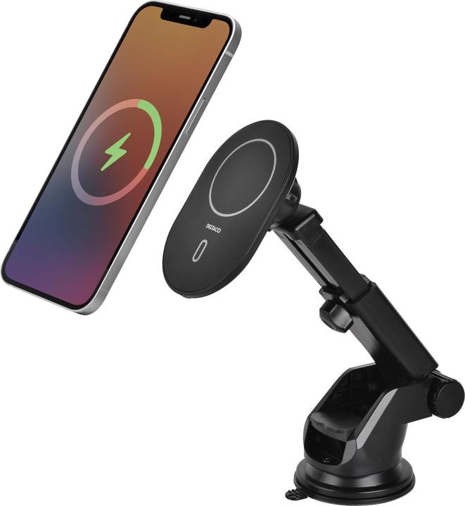 Actual product image Deltaco Wireless car charger with magnet (15 W)