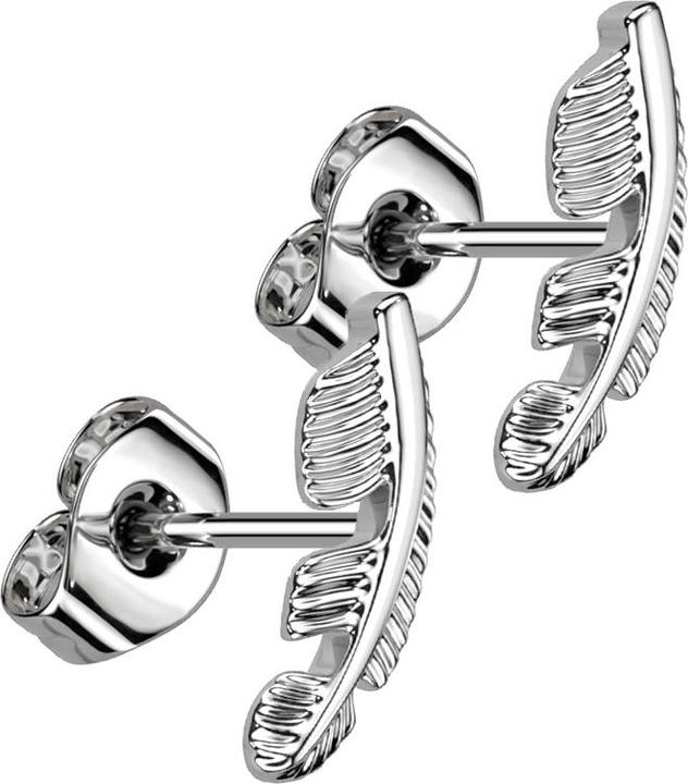 Star Piercing Threadless Ohrstecker silber Feder (Titan G23, ohne Messing)
