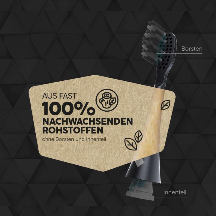 Productafbeelding happybrush ECO VIBE 3 opzetborstels (zwart) (3 x)