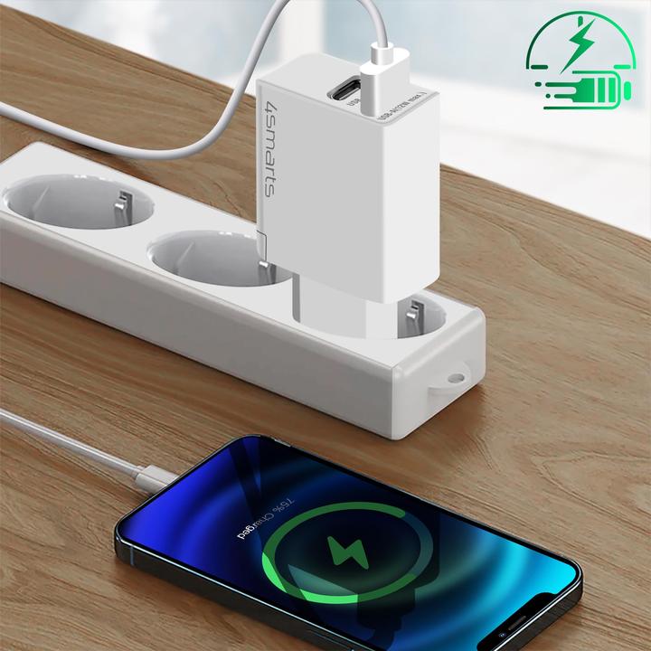 Actual product image 4smarts USB Wall Charger VoltPlug PD+QC 45W GaN USB-C / USB-C White (45 W)