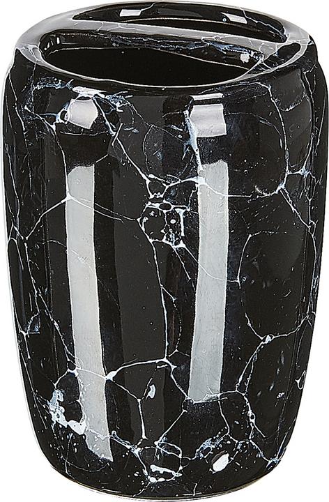 Actual product image Beliani Bathroom set 6-piece ceramic black terrazzo look PALMILLA