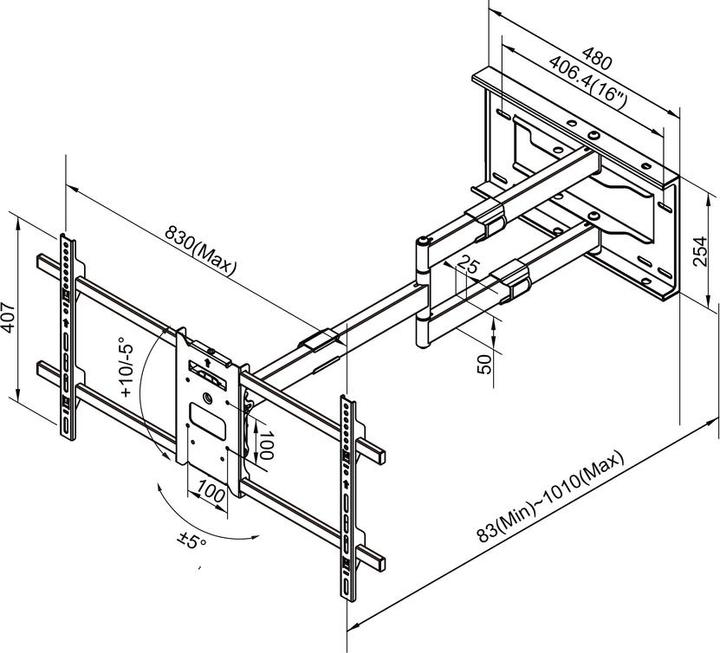 Produktbild Multibrackets 6539 (Wand, 75", 40 kg)