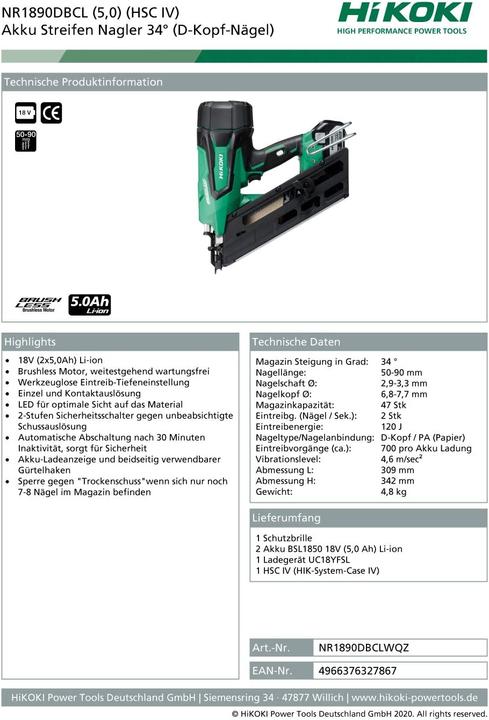 Image du produit Hikoki NR1890DBCL