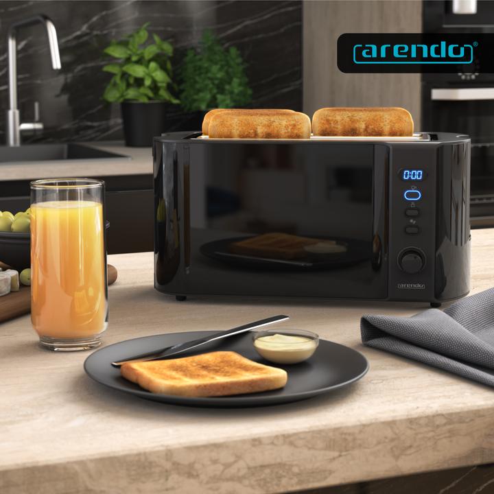 Actual product image Arendo Toaster Langschlitz Edelstahl 4 Scheiben, Brötchenaufsatz, Display mit Restzeitanzeige, Doppelwand