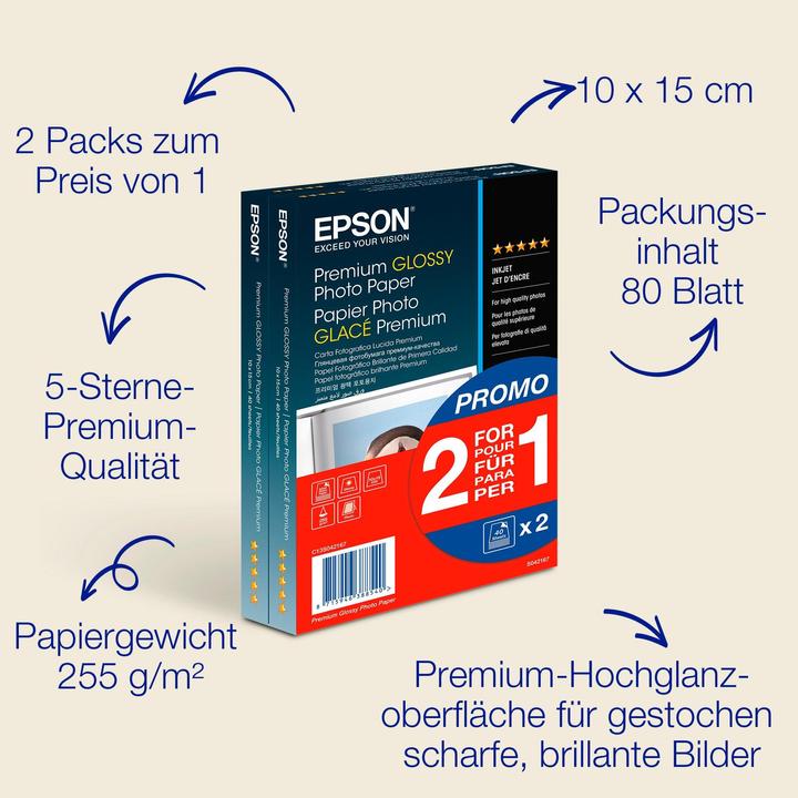 Productafbeelding Epson Premium glanzend (255 g/m², 10 x 15 cm, 80 x)