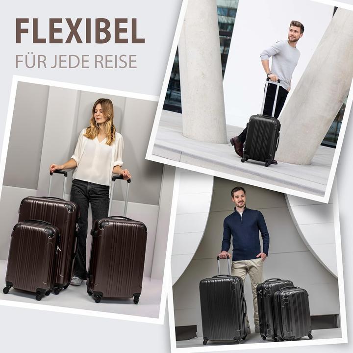 Immagine prodotto Fergé 3-teiliges Kofferset (110 l, Bagaglio a mano (fino a 50 litri), M (50 - 90l), L (90 - 115l))