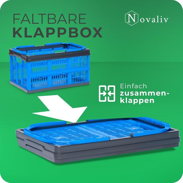 Immagine prodotto Novaliv Klappbox Blau 2er Set - 16L Faltkorb mit Henkeln - Vielseitiger Einkaufskorb - Praktische Au (16 l)