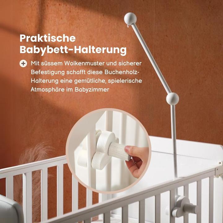 Actual product image Hermex Mobile Halterung Babybett Wolken Glockenhalter Spieluhr Arm