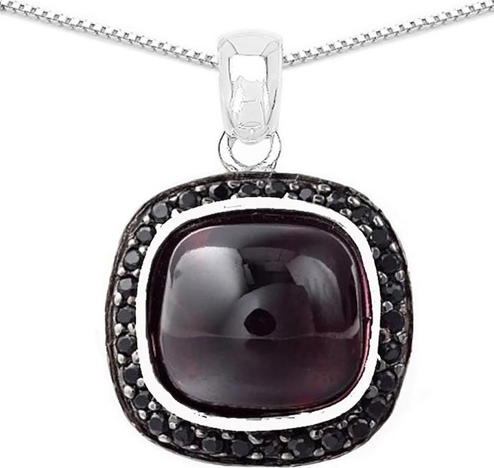 Immagine prodotto Xen Ciondolo con catena a cuscino di granato cabochon 45 cm Argento 925 (Argento 925, 45 cm)