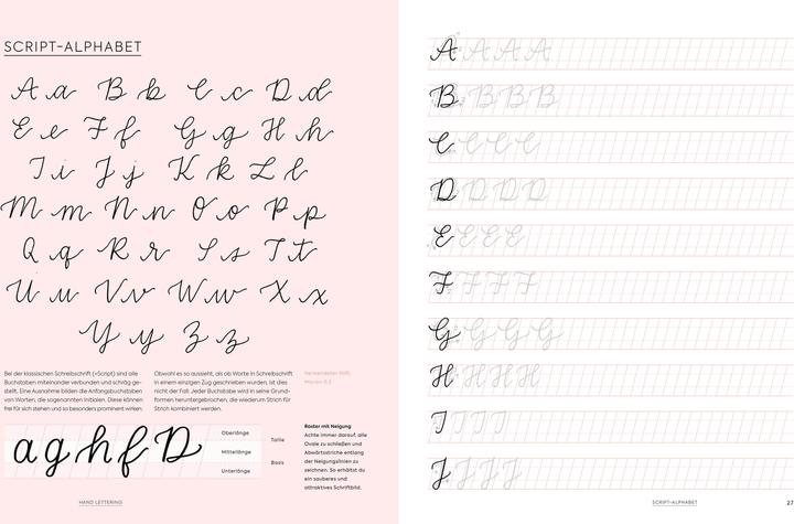 Produktbild Handlettering Alphabete Das Übungsheft mit Stift (Deutsch, Tanja Cappell, 2018)