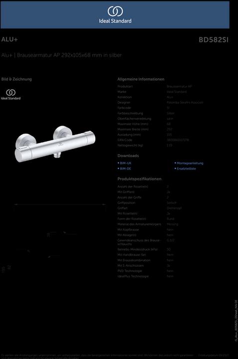 Produktbild Ideal Standard Brausethermostat Aufputz Alu+
