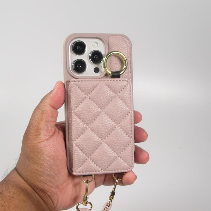 Image du produit PhoneLook Coque Cuir matelassé avec miroir et compartiment carte inclus grande lanière amovible (Apple iPhone 15 Pro Max)