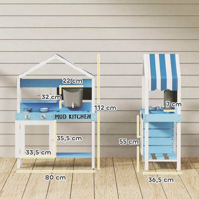 Produktbild Swisshandel24 Matschküche Kinder Outdoor Gartenspielküche mit Herd, Spüle, Zubehör Blau