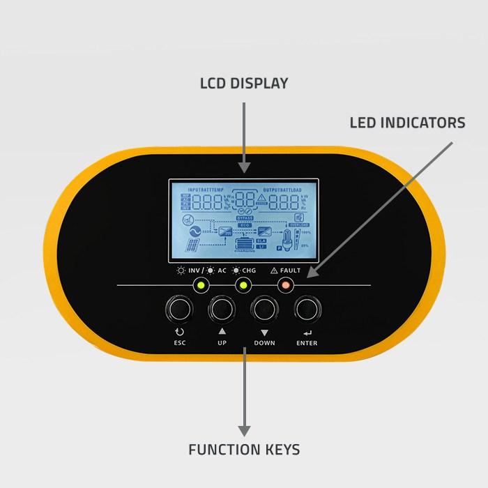 Actual product image Qoltec 3 5 kVA off-grid hybrid solar inverter | 3 5 kW | 100 A | MPPT | LCD display | B