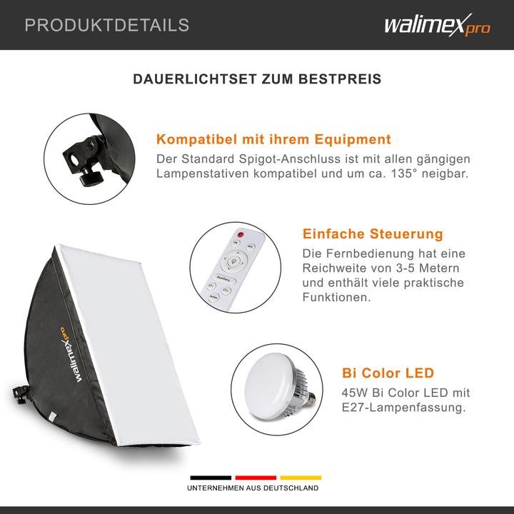 Produktbild Walimex pro LED 45W Softbox 40x60cm Bi Color