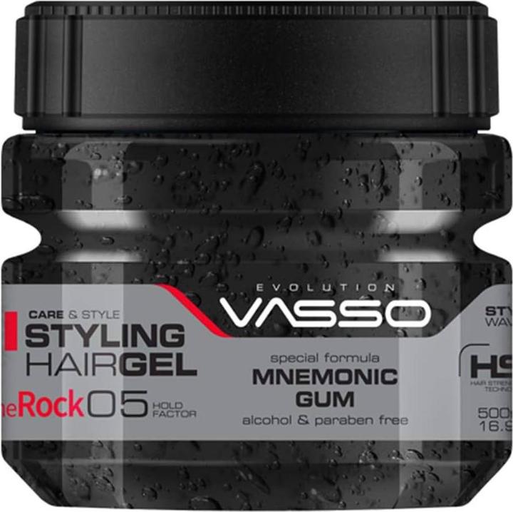 Immagine prodotto Vasso Mnemonic Gum Styling Gel per capelli 500ml - Tenuta forte per un look sano e umido (Gel per capelli, 500 ml)