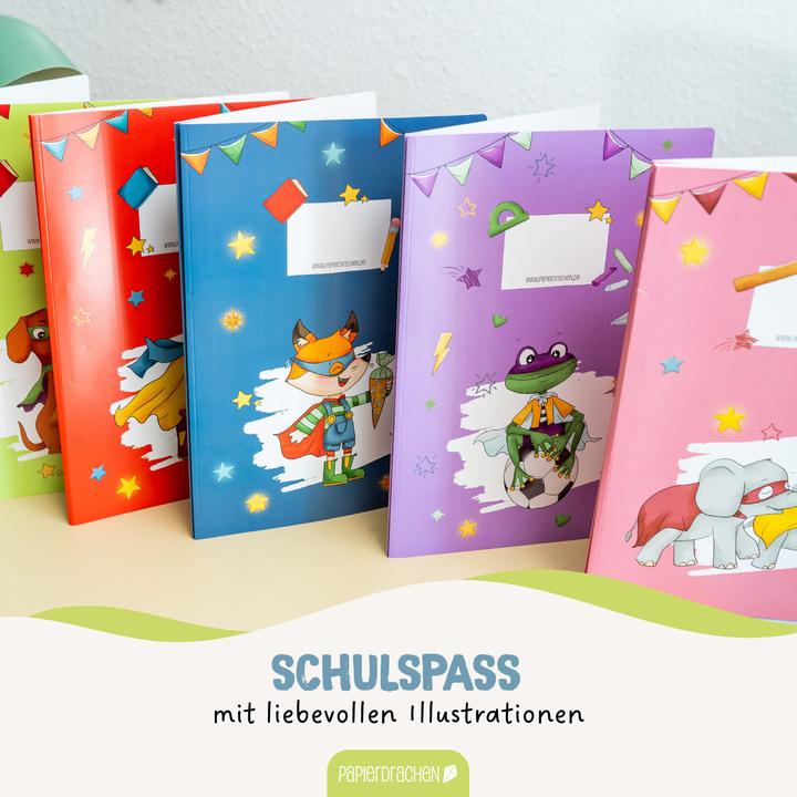 Produktbild Papierdrachen 8 Schnellhefter aus Karton – DIN A4 – Superhelden Tiere (A4, 8 x)